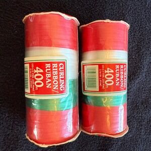Vtg‎ Berwick Christmas Classics Curling Ribbon Red White Green 400 Ft Set of 2